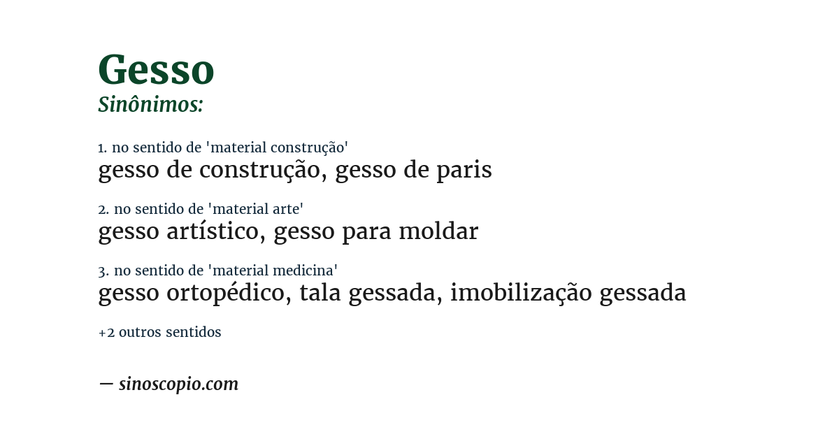 Sinônimo de gesso
