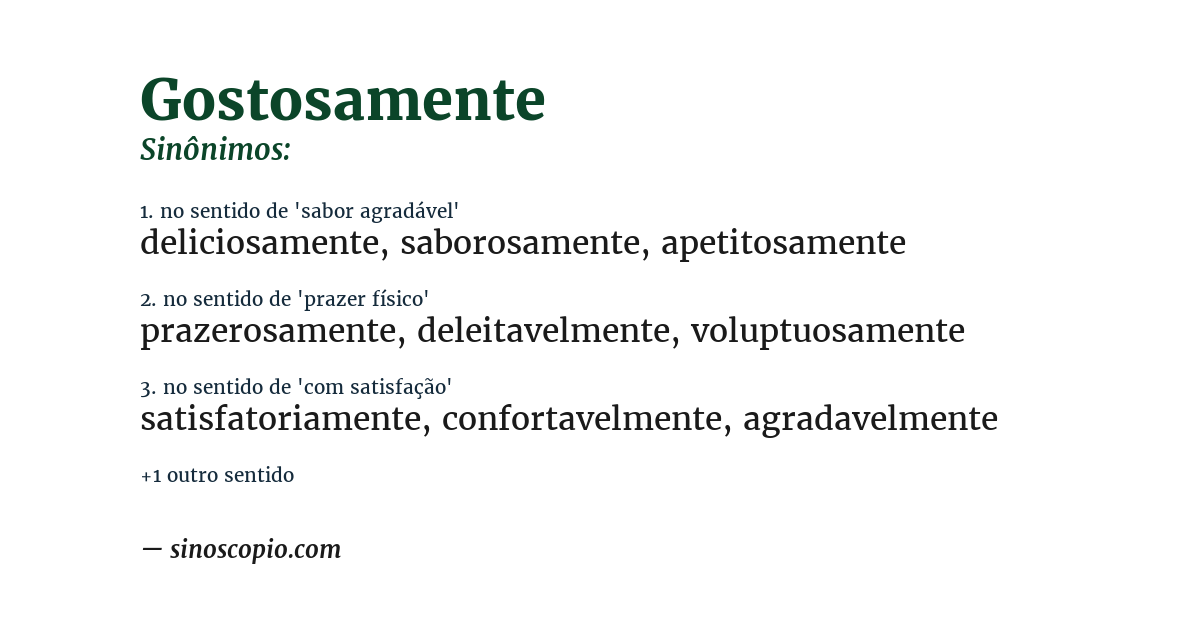 Sinônimo de gostosamente
