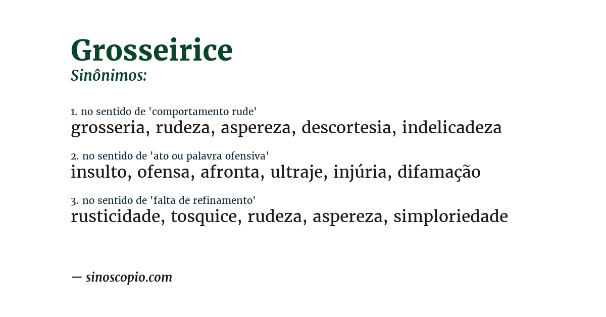 Sinônimo de grosseirice