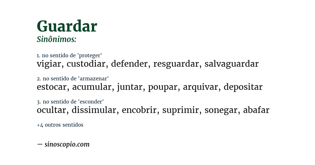 Sinônimo de guardar