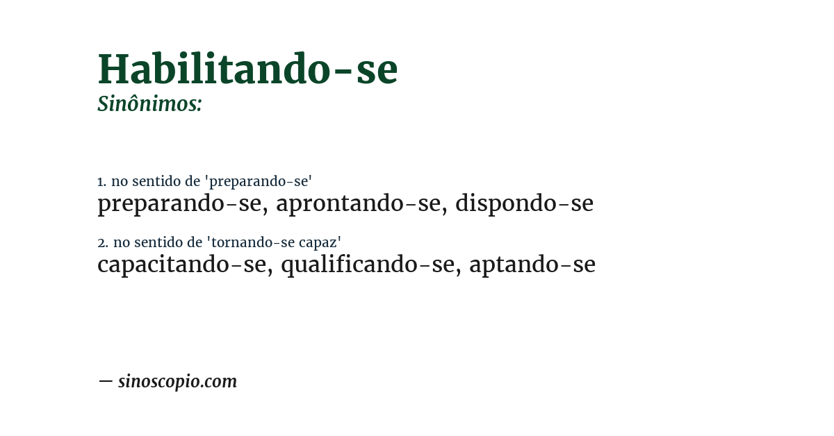 Sinônimo de habilitando-se