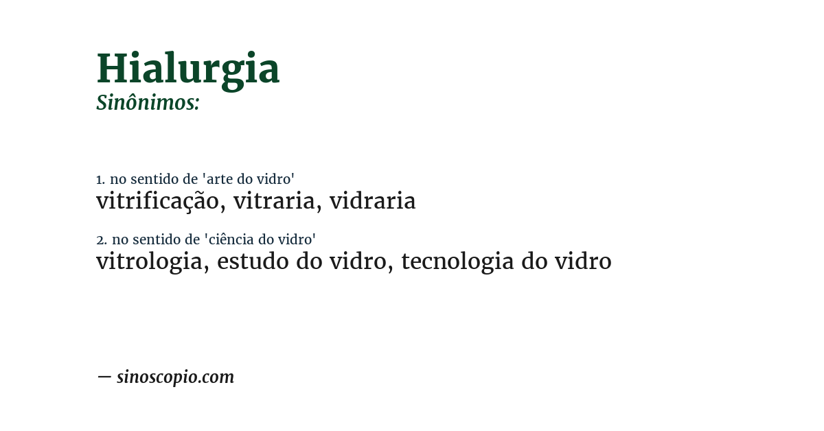 Sinônimo de hialurgia