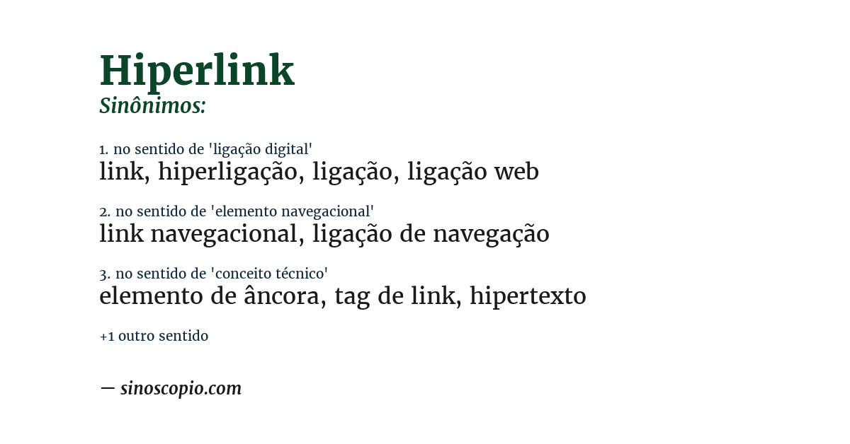 Sinônimo de hiperlink