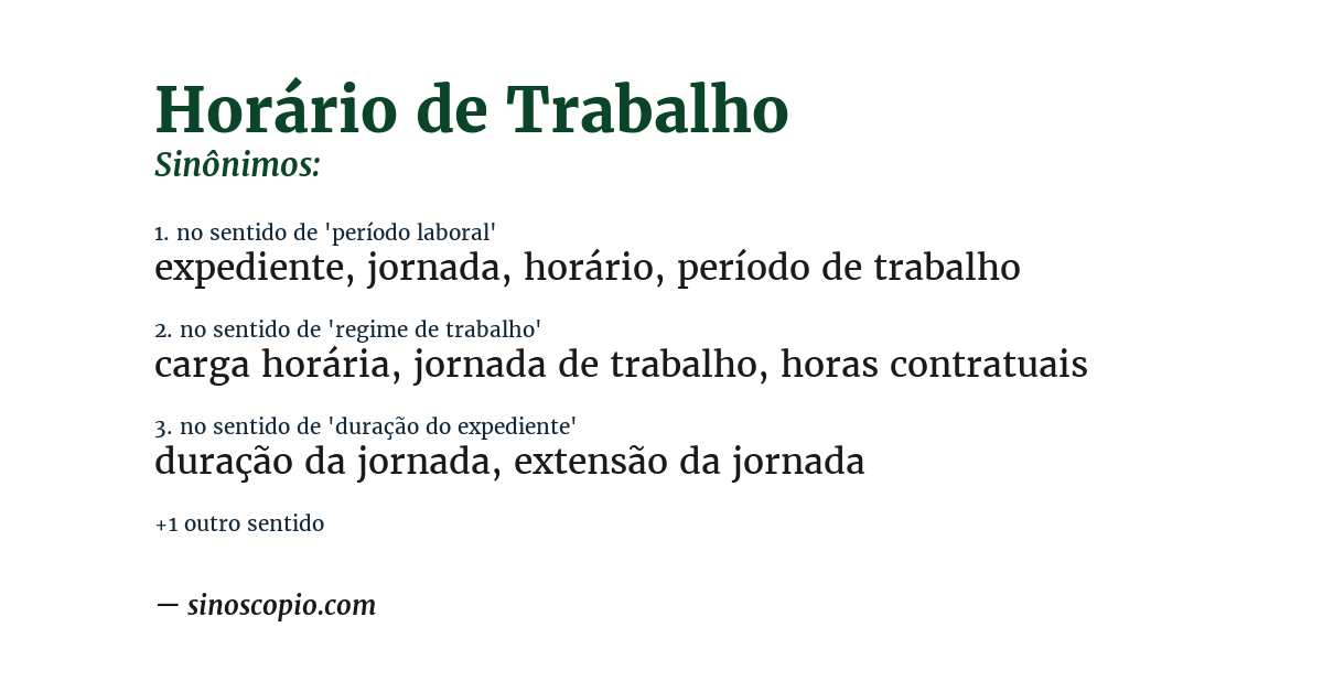 Sinônimo de horário de trabalho