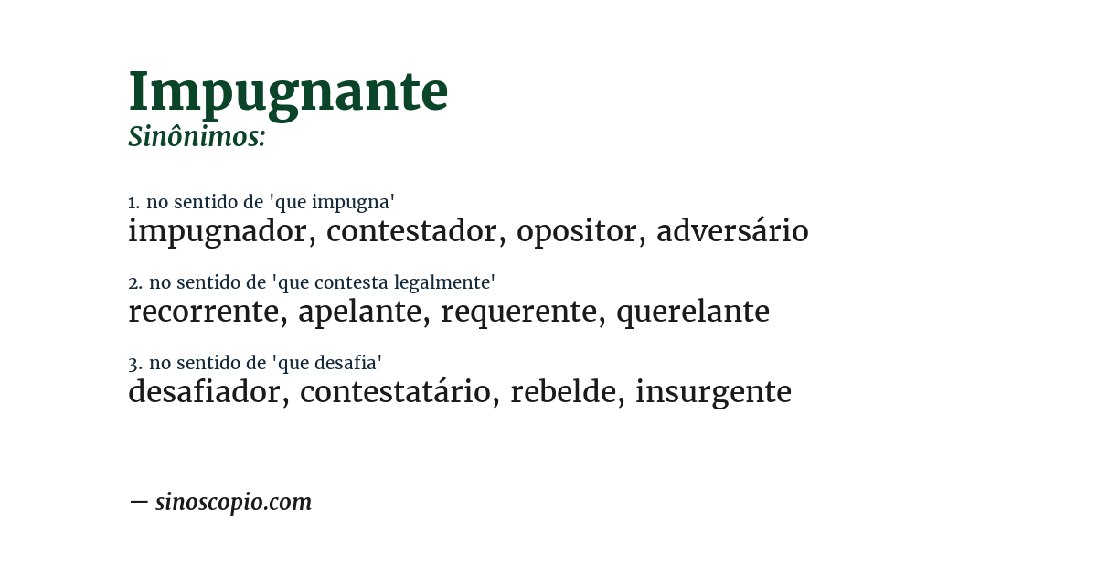 Sinônimo de impugnante