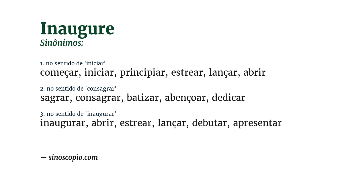Sinônimo de inaugure