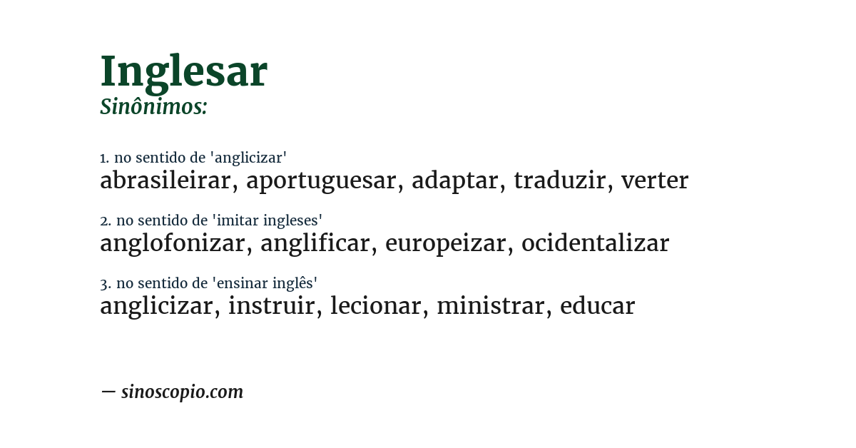 Sinônimo de inglesar