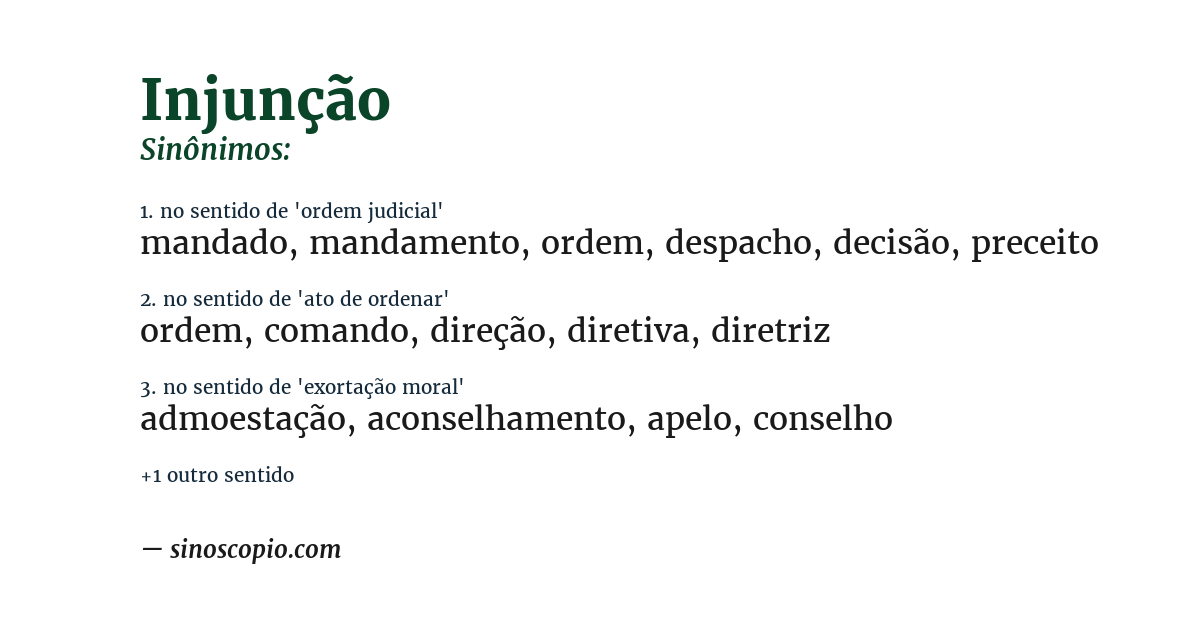 Sinônimo de injunção