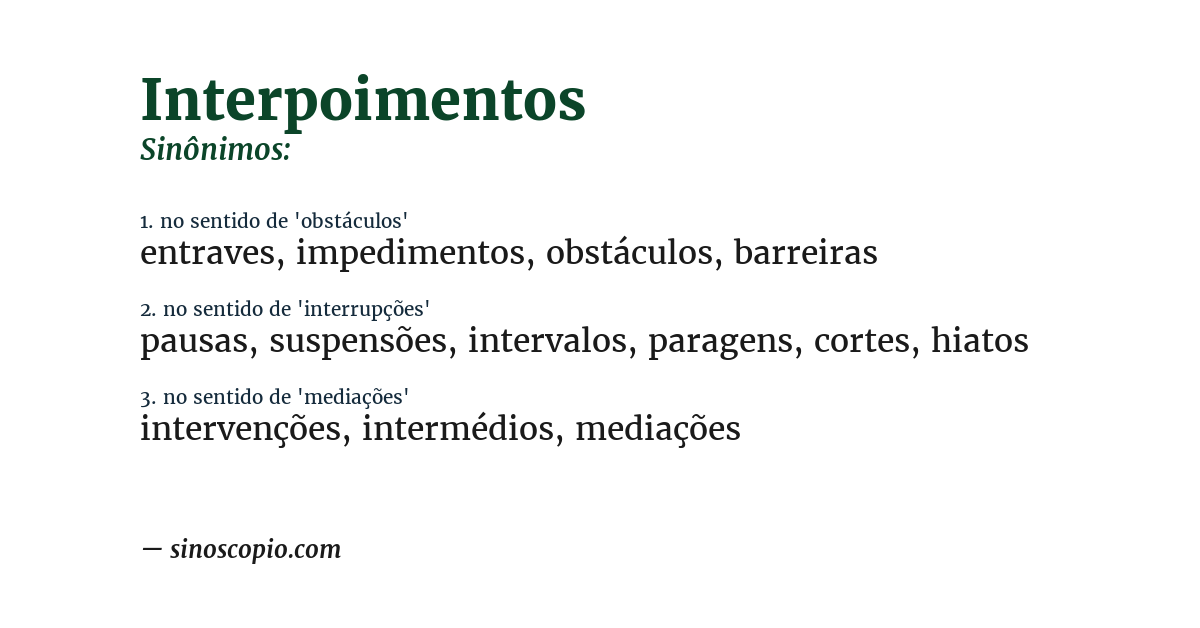 Sinônimo de interpoimentos
