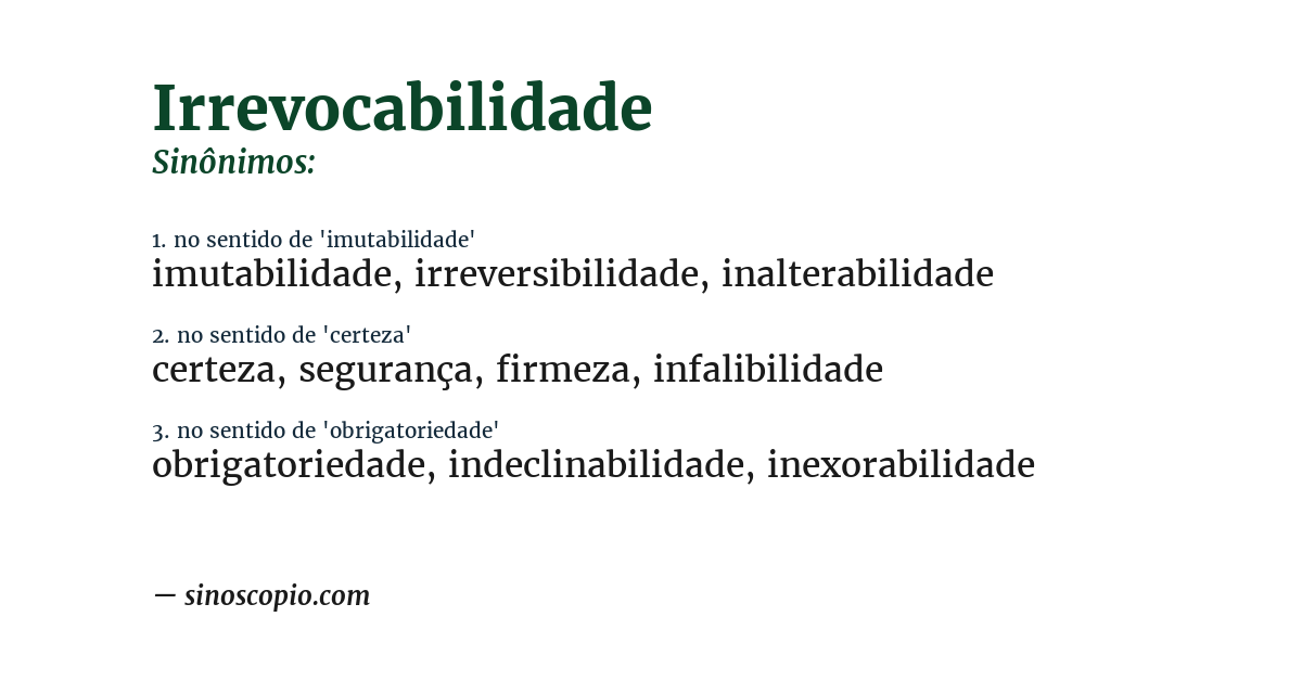 Sinônimo de irrevocabilidade