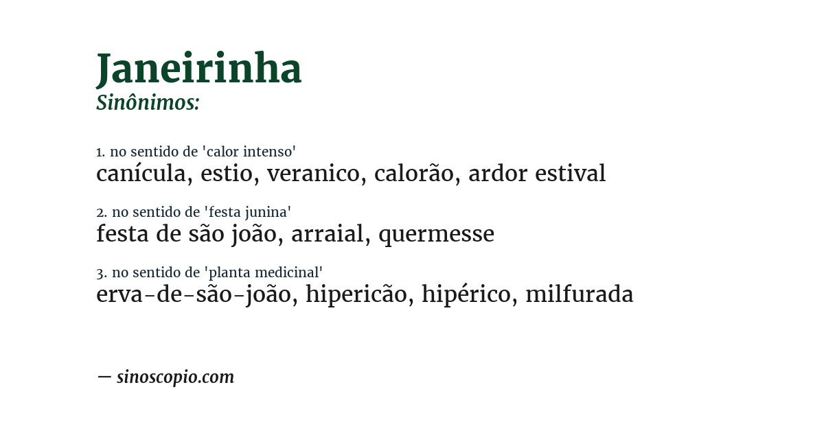 Sinônimo de janeirinha