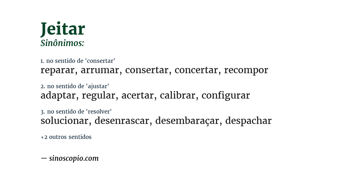 Sinônimo de jeitar