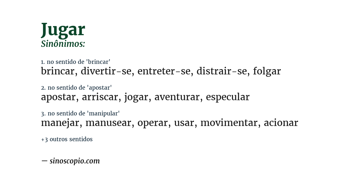Sinônimo de jugar