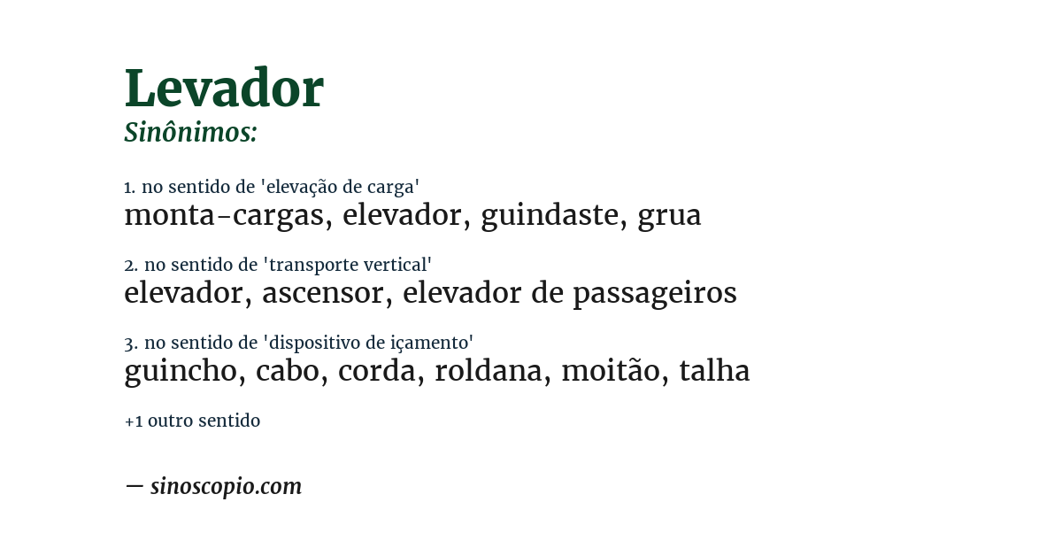 Sinônimo de levador