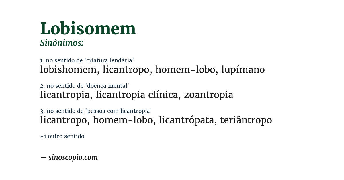 Sinônimo de lobisomem