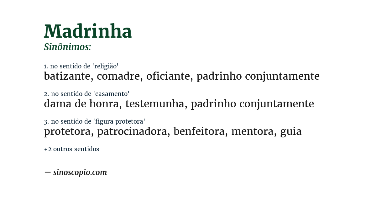 Sinônimo de madrinha