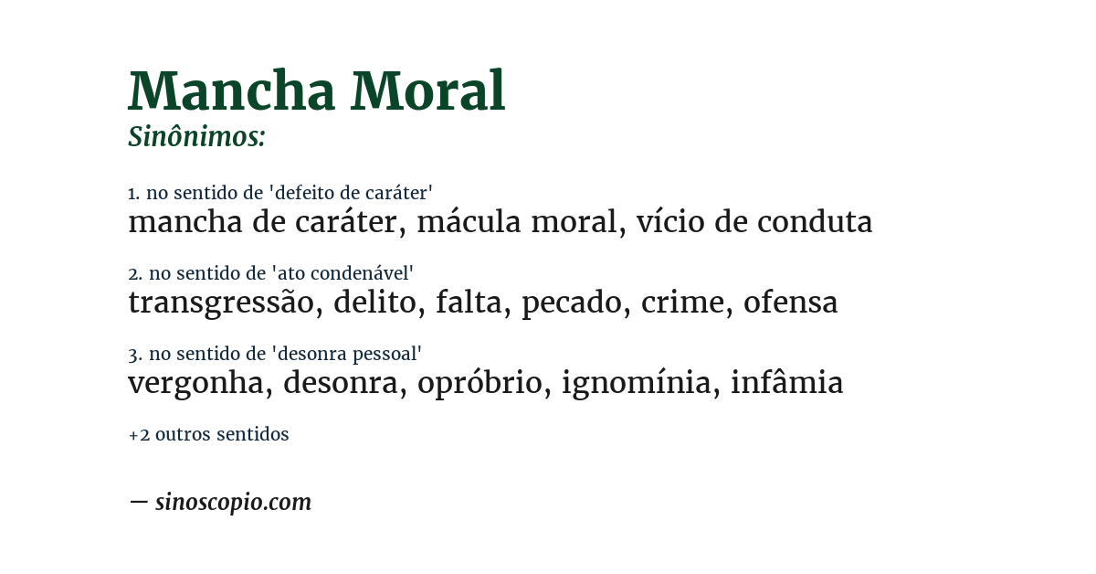 Sinônimo de mancha moral