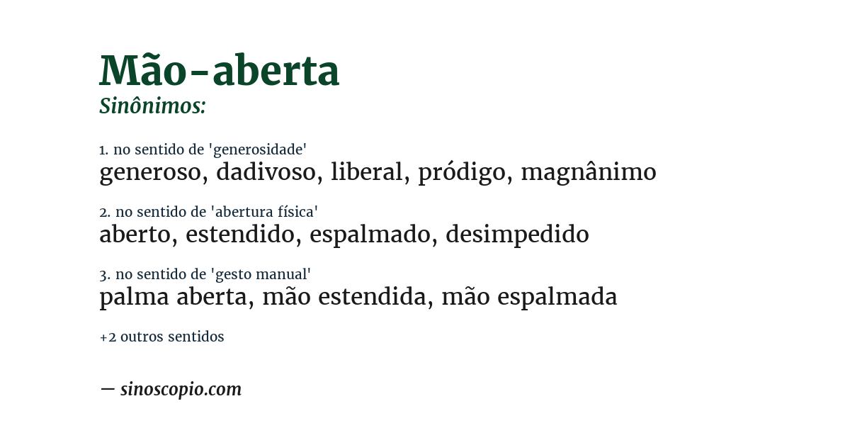 Sinônimo de mão-aberta