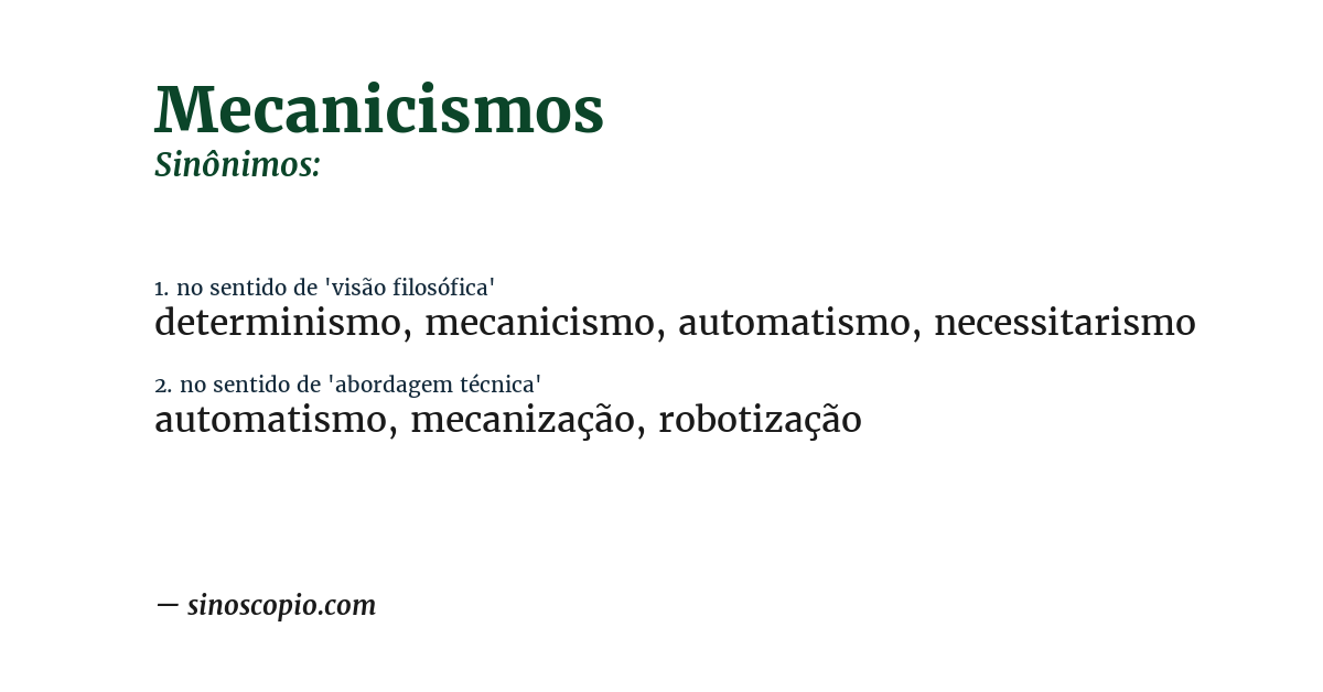 Sinônimo de mecanicismos