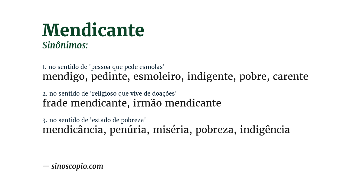 Sinônimo de mendicante