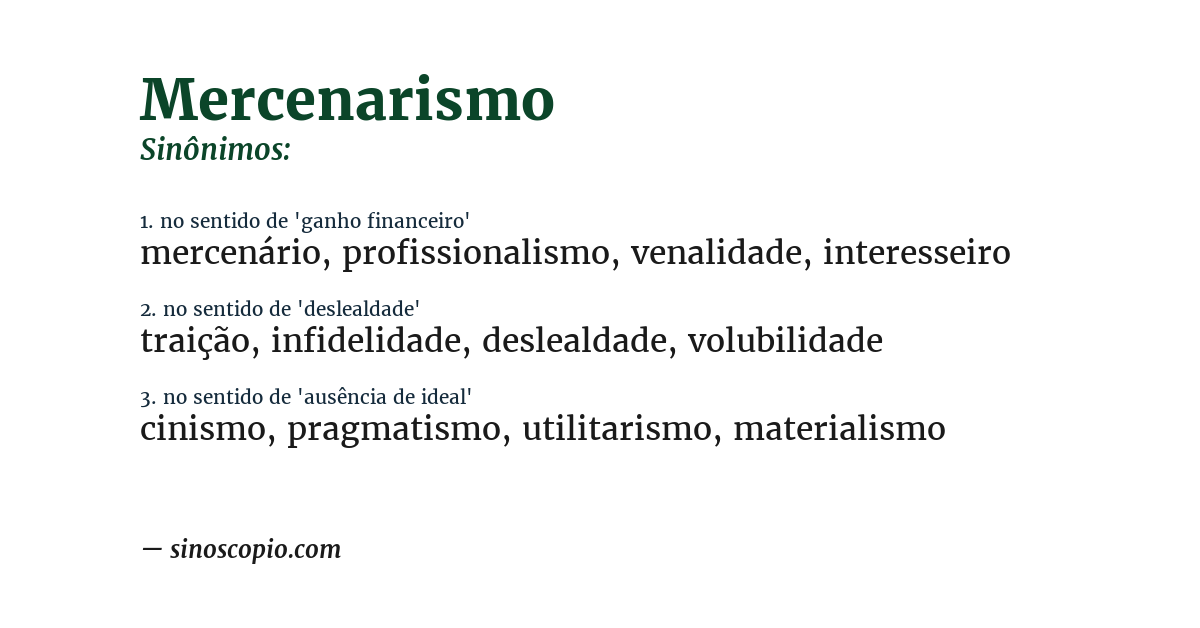 Sinônimo de mercenarismo