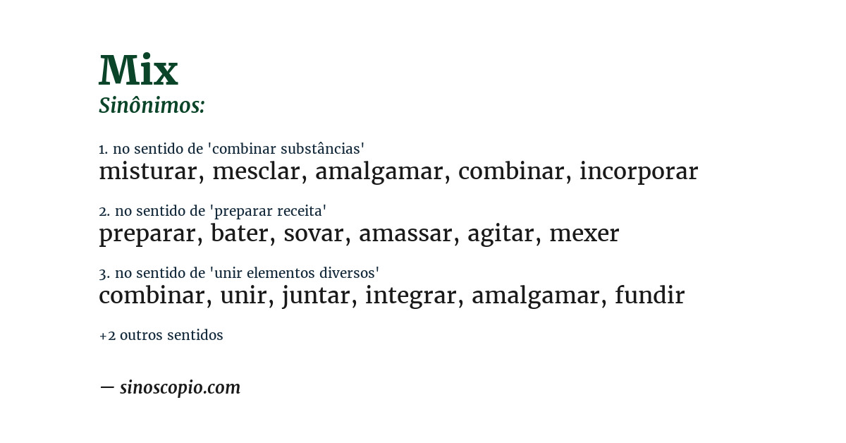 Sinônimo de mix
