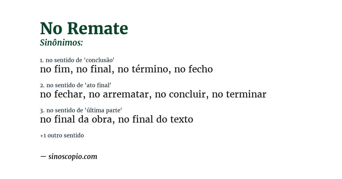 Sinônimo de no remate