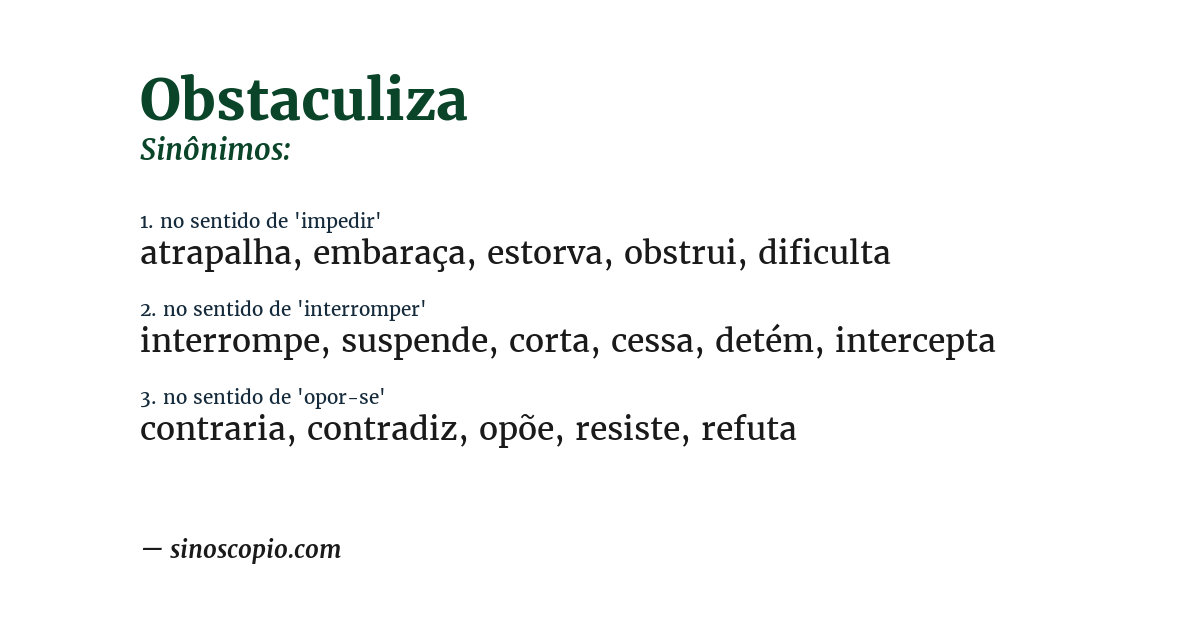 Sinônimo de obstaculiza