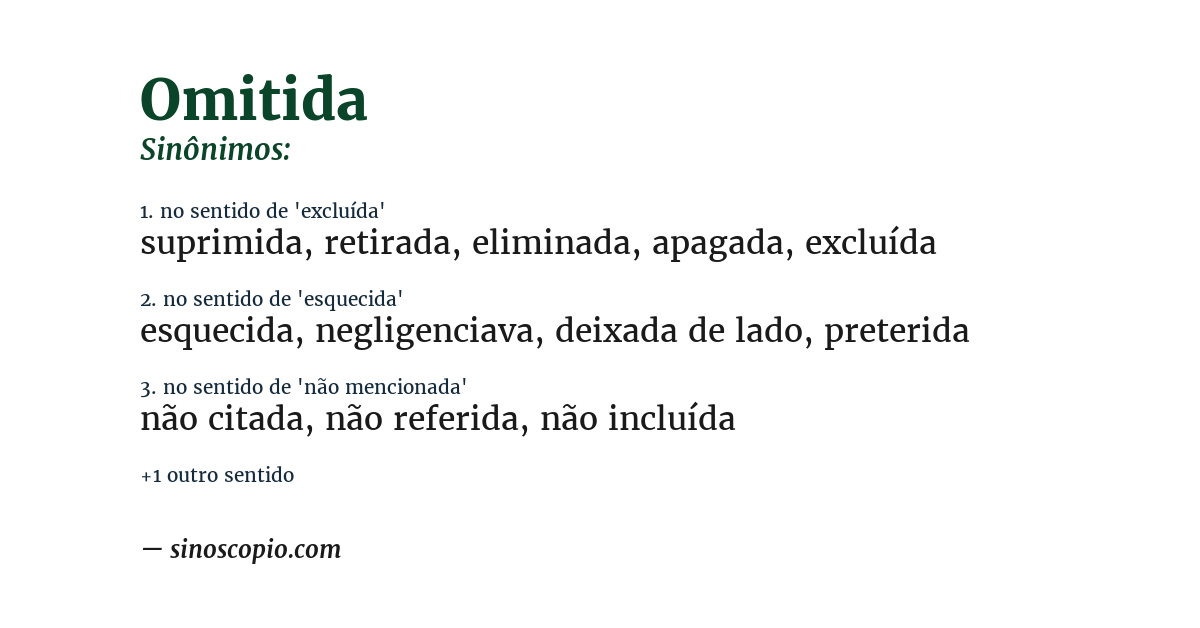 Sinônimo de omitida