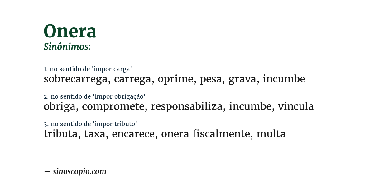 Sinônimo de onera