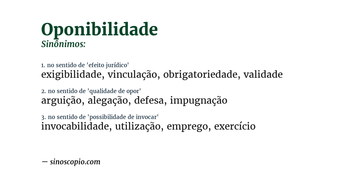 Sinônimo de oponibilidade
