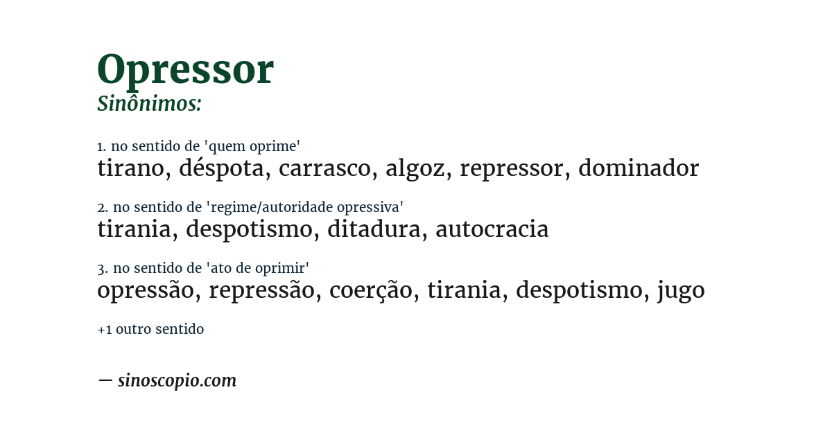 Sinônimo de opressor