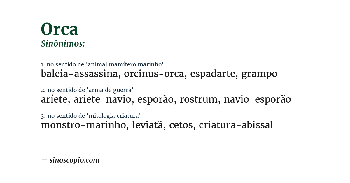 Sinônimo de orca
