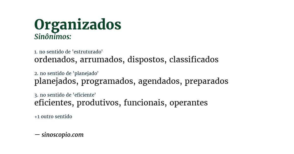 Sinônimo de organizados