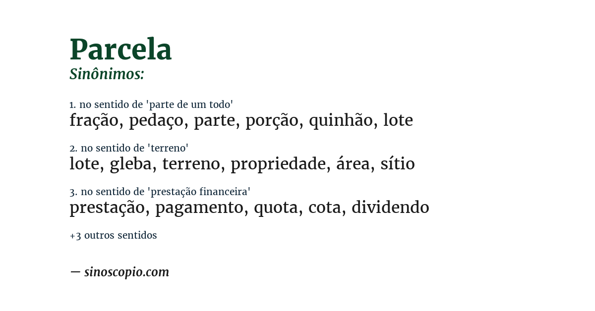 Sinônimo de parcela