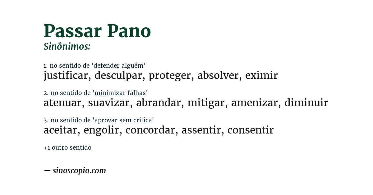 Sinônimo de passar pano