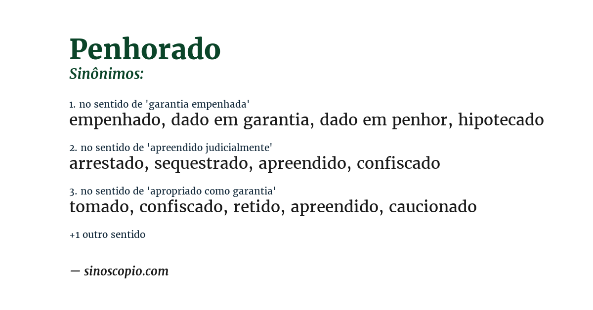 Sinônimo de penhorado