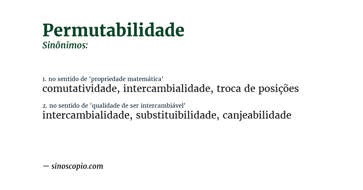 Sinônimo de permutabilidade