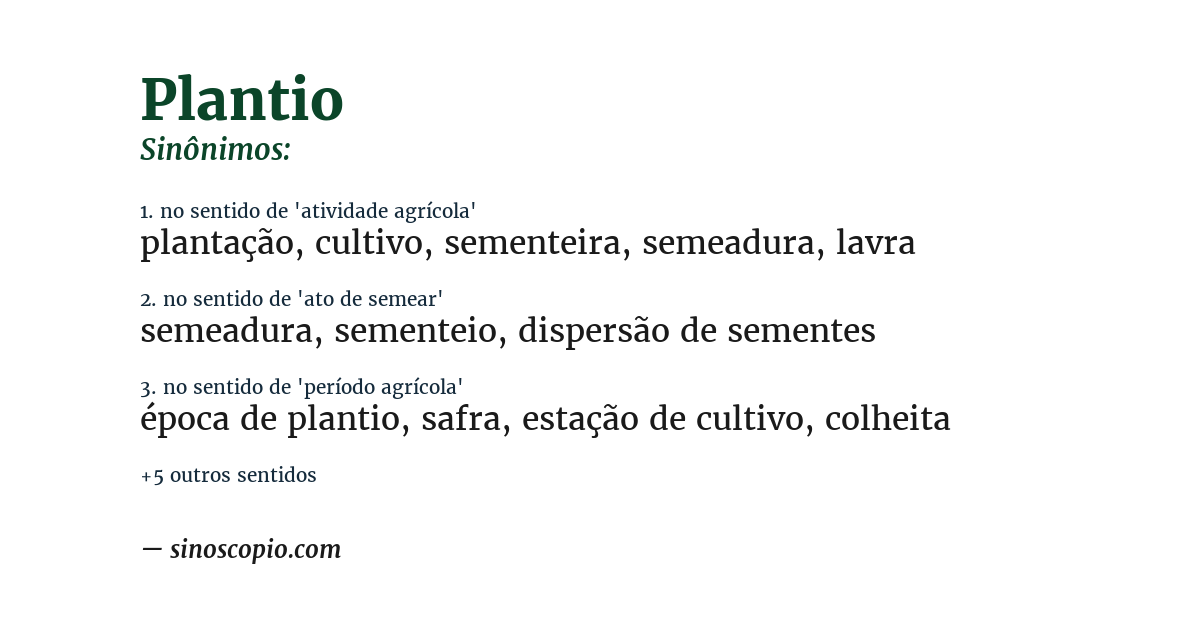 Sinônimo de plantio