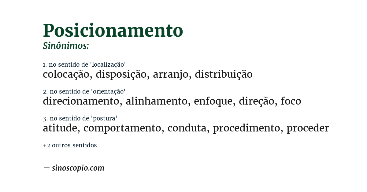 Sinônimo de posicionamento
