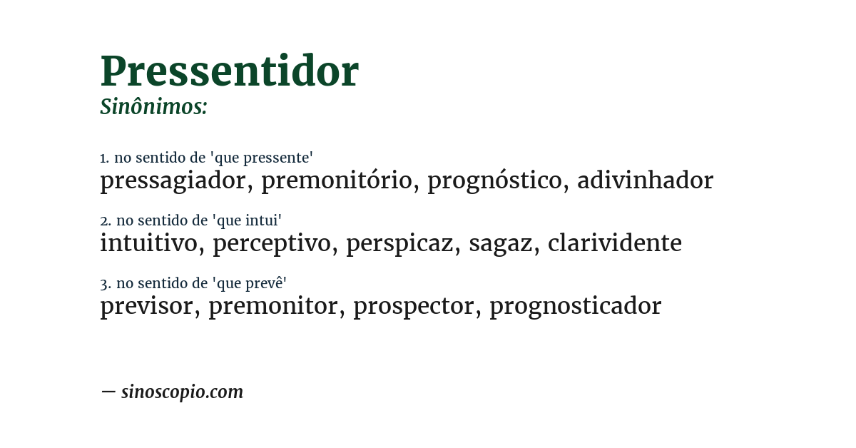 Sinônimo de pressentidor