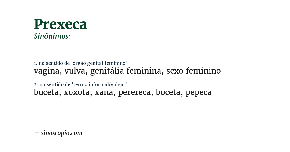 Sinônimo de prexeca