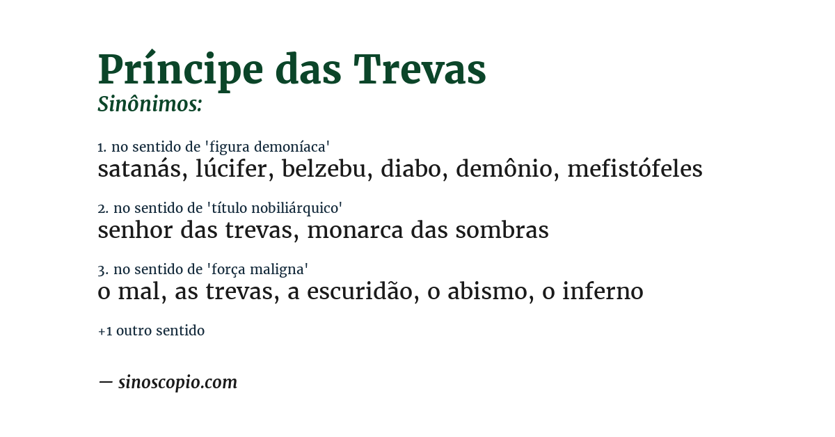 Sinônimo de príncipe das trevas