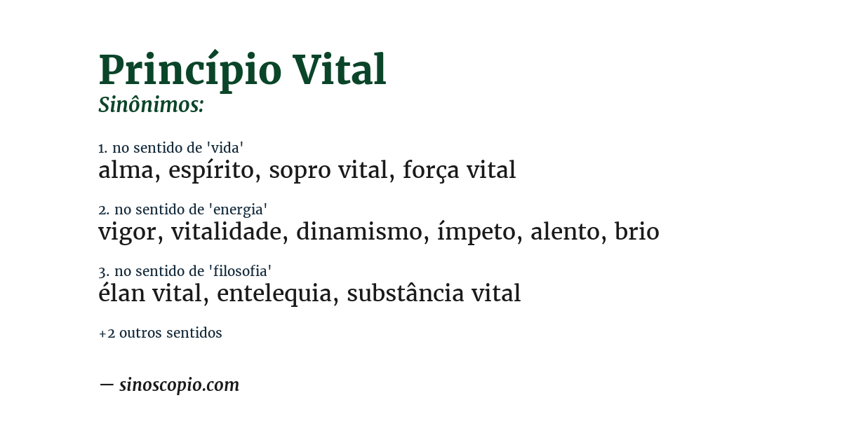 Sinônimo de princípio vital