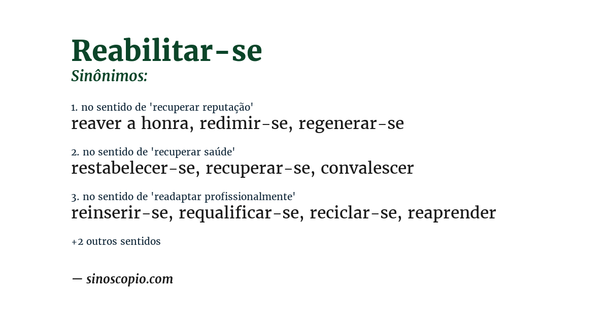 Sinônimo de reabilitar-se