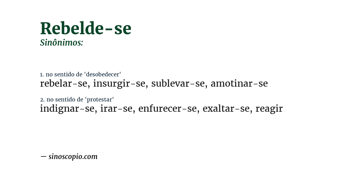 Sinônimo de rebelde-se
