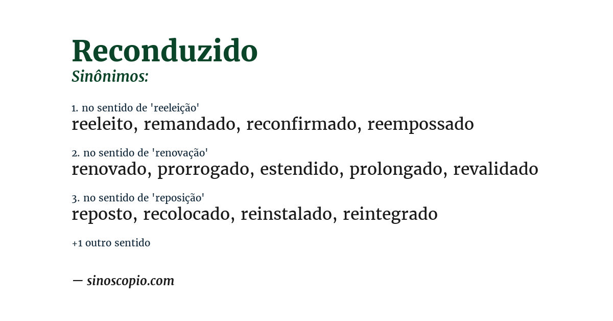 Sinônimo de reconduzido