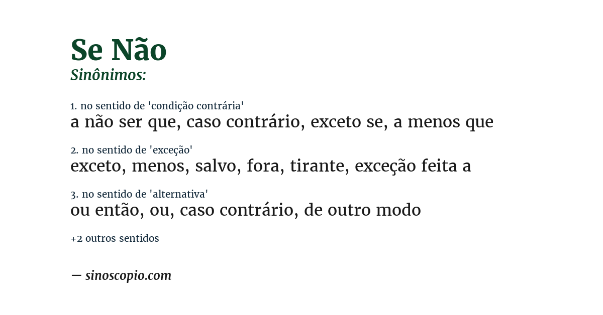 Sinônimo de se não