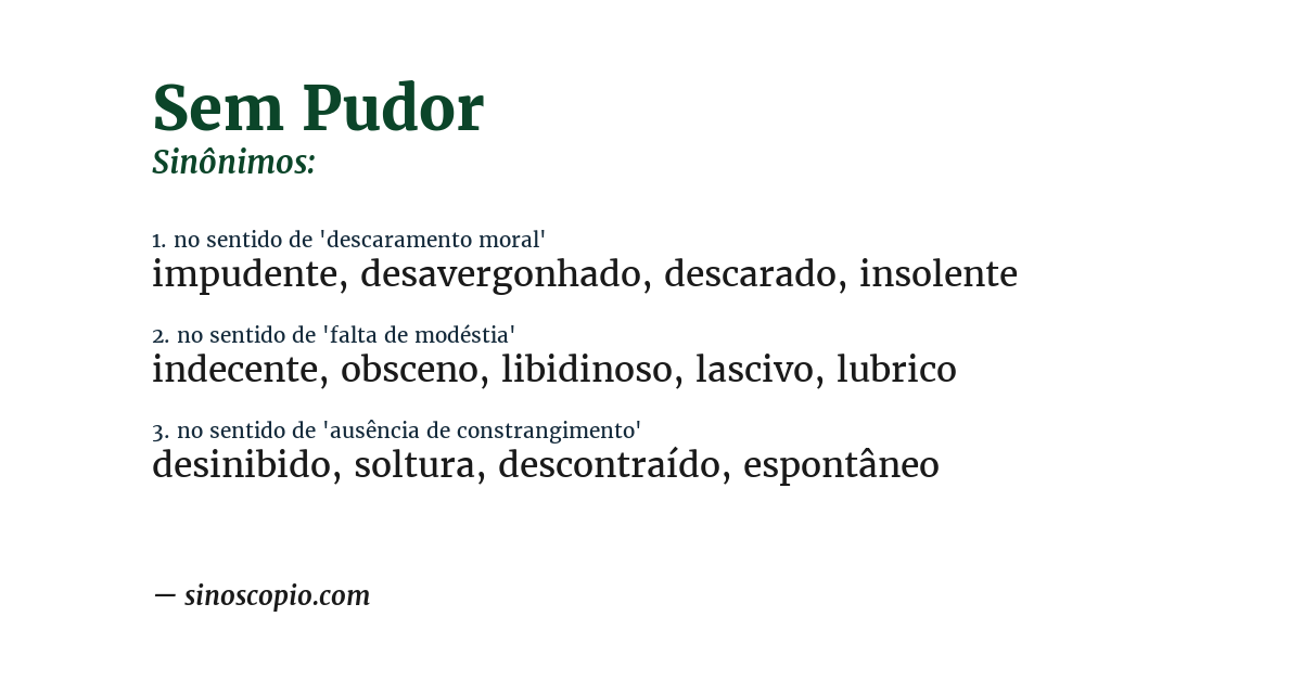 Sinônimo de sem pudor
