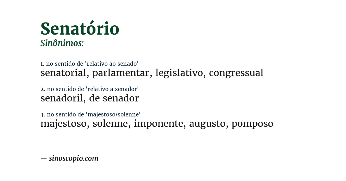 Sinônimo de senatório